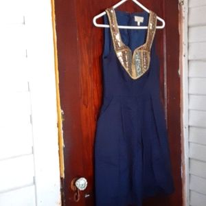 Anthropologie Moulinette Soeurs sz 6 beaded & sequined bodice dress w/pockets